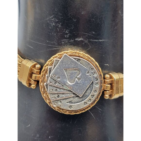 Ginger Snaps Poker Hand Bracelet Changeable Charm Multistrand Gold Tone 6.5-8" - Picture 2 of 13